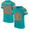 aqua_0001 Custom Aqua Orange-White Mesh Authentic Football Jersey