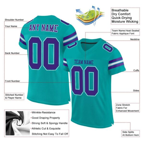 aqua_0003-1 Custom Aqua Purple-White Mesh Authentic Football Jersey
