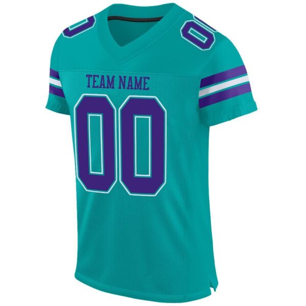 aqua_0003-2 Custom Aqua Purple-White Mesh Authentic Football Jersey
