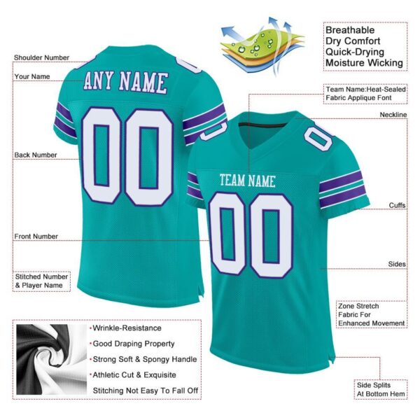 aqua_0006-1 Custom Aqua White-Purple Mesh Authentic Football Jersey