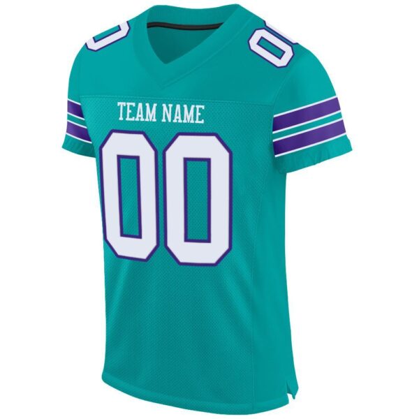 aqua_0006-2 Custom Aqua White-Purple Mesh Authentic Football Jersey