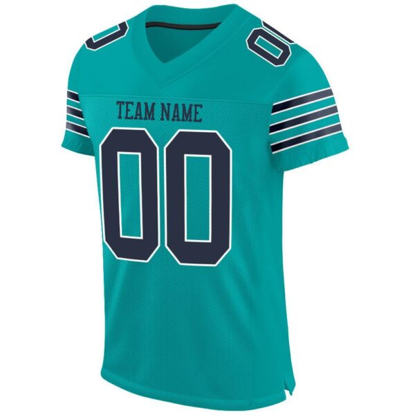 aqua_0008-2 Custom Aqua Navy-White Mesh Authentic Football Jersey