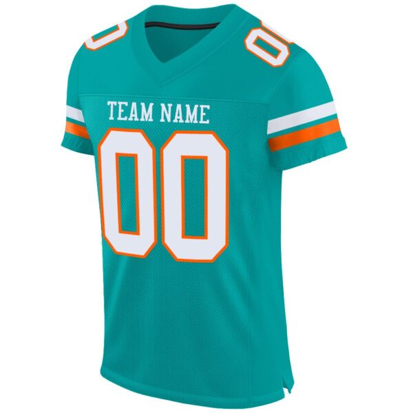 aqua_0021-1 Custom Aqua White-Orange Mesh Authentic Football Jersey