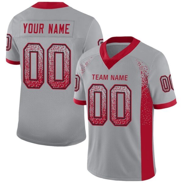 Custom Light Gray Red-Black Drift Fashion Football Jersey
