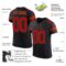 black_0007-1 Custom Black Red-Old Gold Mesh Authentic Football Jersey