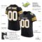 Custom Black White-Gold Mesh Authentic Football Jersey