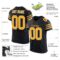 Custom Black Gold-White Mesh Authentic Football Jersey