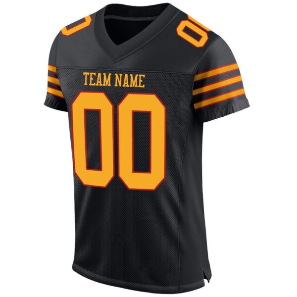 black_0024-2 Custom Black Gold-Scarlet Mesh Authentic Football Jersey
