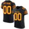 black_0024 Custom Black Gold-Scarlet Mesh Authentic Football Jersey