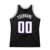 Custom Black White-Purple Authentic Throwback Basketball Jersey