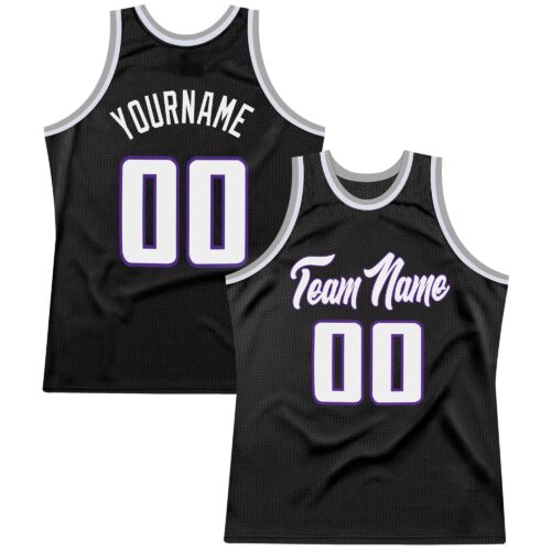 black_0259 Custom Black White-Purple Authentic Throwback Basketball Jersey