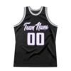 Custom Black White-Purple Authentic Throwback Basketball Jersey