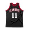 Custom Black White-Red Authentic Throwback Basketball Jersey