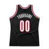 Custom Black White-Red Authentic Throwback Basketball Jersey
