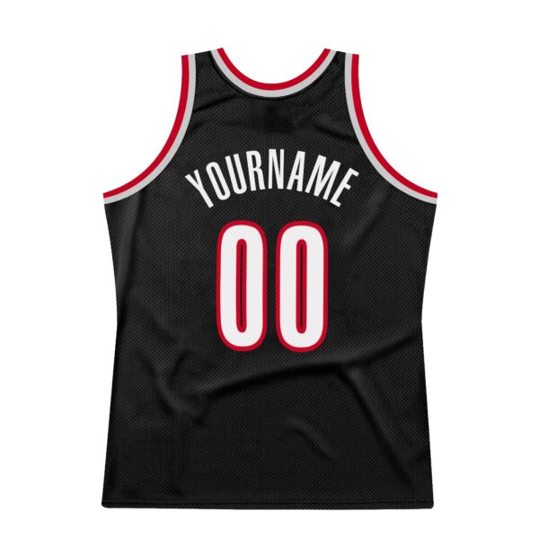 Custom Black White-Red Authentic Throwback Basketball Jersey