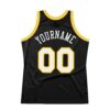 Custom Black White-Gold Authentic Throwback Basketball Jersey