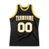 Custom Black White-Gold Authentic Throwback Basketball Jersey