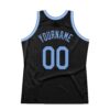 Custom Black Light Blue-Red Authentic Throwback Basketball Jersey