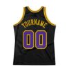 Custom Black Purple-Gold Authentic Throwback Basketball Jersey