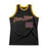 Custom Black Purple-Gold Authentic Throwback Basketball Jersey
