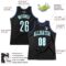 Custom Black White-Teal Authentic Throwback Basketball Jersey