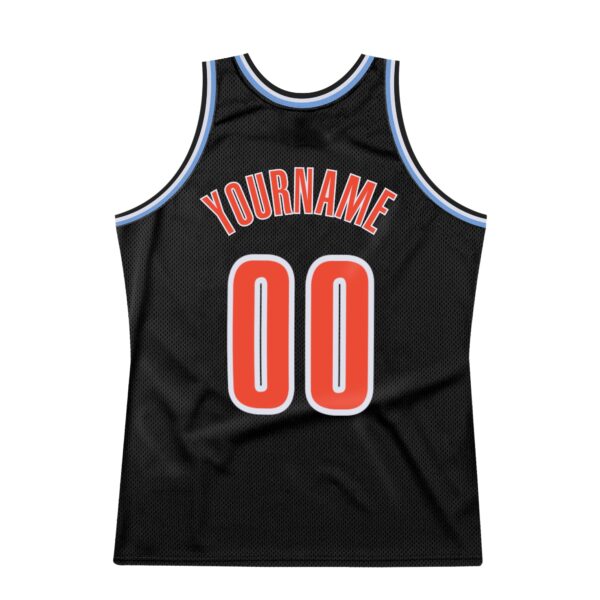Custom Black Orange-Light Blue Authentic Throwback Basketball Jersey