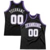 Custom Black White-Purple Authentic Throwback Basketball Jersey