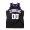 Custom Black White-Purple Authentic Throwback Basketball Jersey