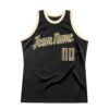 Custom Black Camo-Cream Authentic Throwback Basketball Jersey