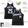 Custom Black White-Light Blue Authentic Throwback Basketball Jersey