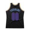 Custom Black Purple-Light Blue Authentic Throwback Basketball Jersey