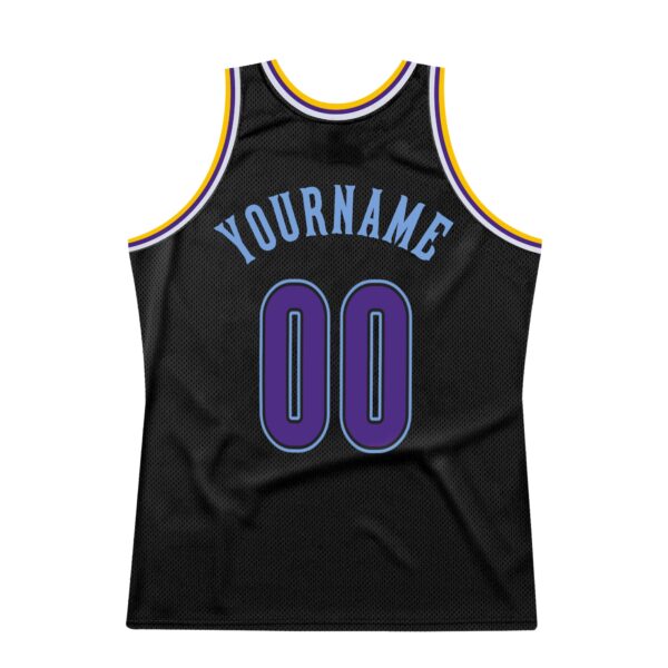 Custom Black Purple-Light Blue Authentic Throwback Basketball Jersey