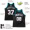 Custom Black White-Teal Authentic Throwback Basketball Jersey