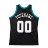 Custom Black White-Teal Authentic Throwback Basketball Jersey