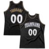 Custom Black White-Old Gold Authentic Throwback Basketball Jersey