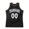 Custom Black White-Old Gold Authentic Throwback Basketball Jersey