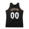 Custom Black White-Old Gold Authentic Throwback Basketball Jersey