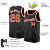 Custom Black White Pinstripe Orange-White Authentic Basketball Jersey