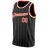 Custom Black White Pinstripe Orange-White Authentic Basketball Jersey