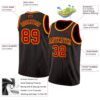 Custom Black Red Pinstripe Red-Gold Authentic Basketball Jersey