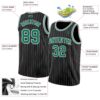 Custom Black White Pinstripe Kelly Green-White Authentic Basketball Jersey
