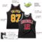 Custom Black Gold-Red Authentic Throwback Basketball Jersey