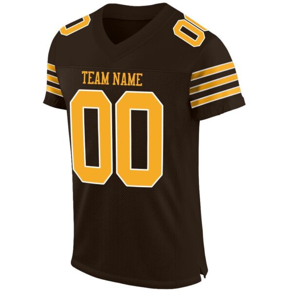 brown_0005-2 Custom Brown Gold-White Mesh Authentic Football Jersey