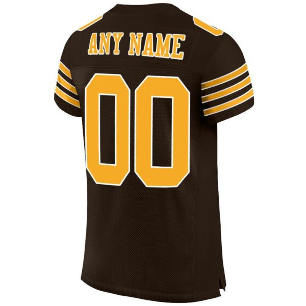 brown_0005-3 Custom Brown Gold-White Mesh Authentic Football Jersey