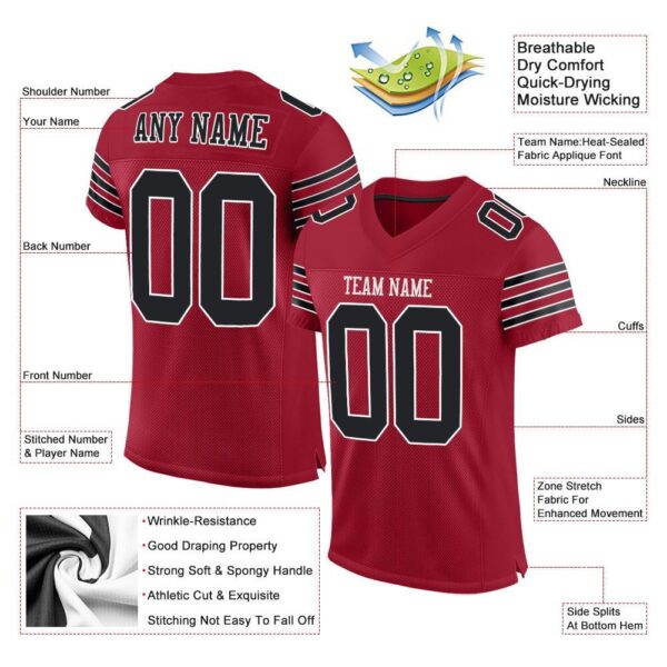 cardinal_0004-1 Custom Cardinal Black-White Mesh Authentic Football Jersey