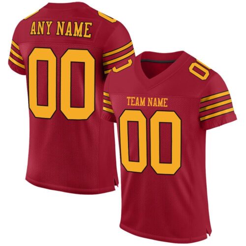 cardinal_0005 Custom Cardinal Gold-Black Mesh Authentic Football Jersey