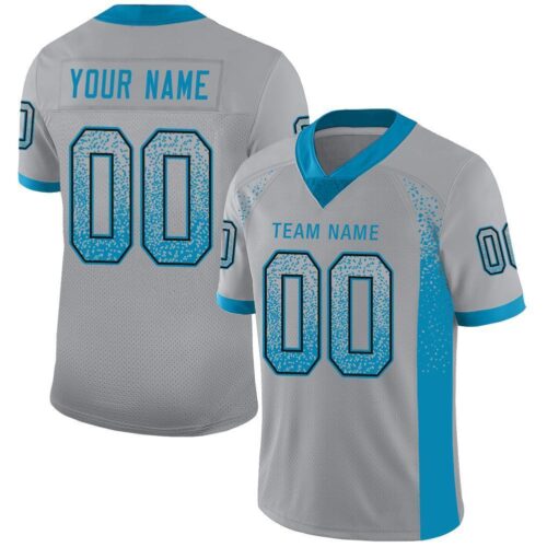 carolina_0023 Custom Light Gray Panther Blue-Black Drift Fashion Football Jersey