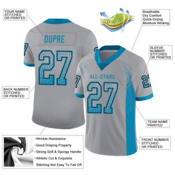 carolina_0024-1 Custom Light Gray Panther Blue-Black Drift Fashion Football Jersey