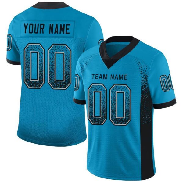 Custom Panther Blue Black-Gray Drift Fashion Football Jersey