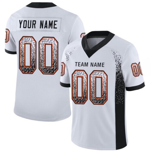 Custom White Black-Orange Drift Fashion Football Jersey